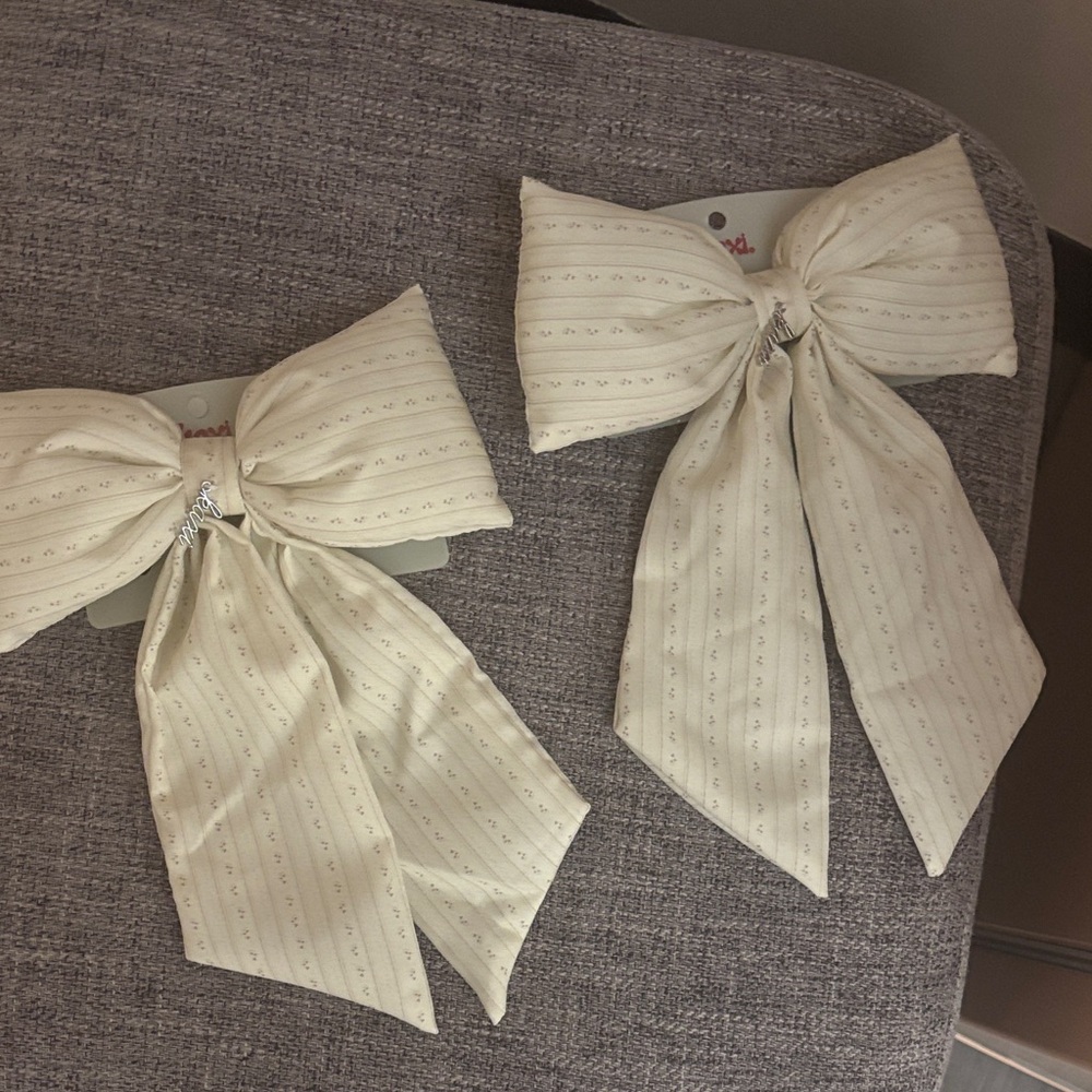 Cream Hair Bows with Silver Accents Kaci